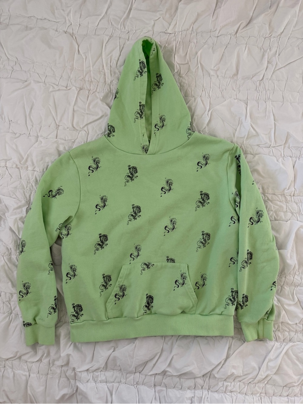 Adika Light Green Dragon Print Hoodie